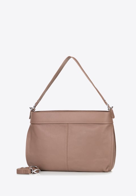 Bolso shopper para mujer Wittchen de piel natural con asa desmontable, beige - Image 3