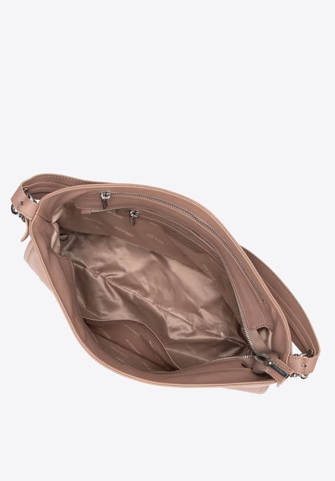 Bolso shopper para mujer Wittchen de piel natural con asa desmontable, beige - Image 4