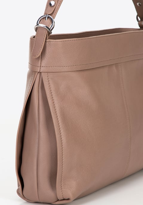 Bolso shopper para mujer Wittchen de piel natural con asa desmontable, beige - Image 5