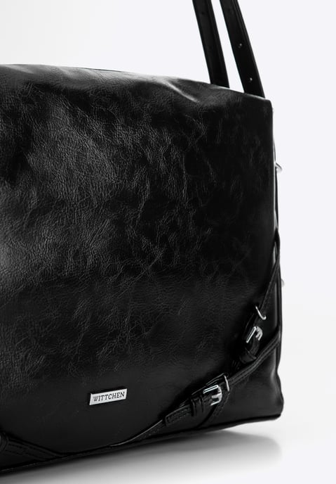 Bolso shopper para mujer Wittchen con correas decorativas, negro, piel sintética - Image 4