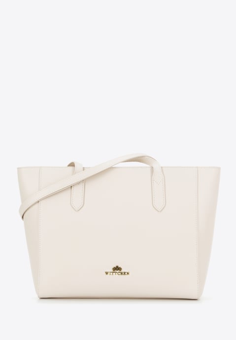 Bolso shopper de piel para mujer Wittchen color crema piel natural - Image 1