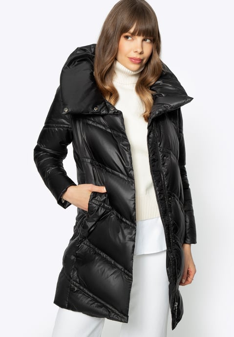 Chaqueta de plumón Wittchen para mujer con cuello alto de nailon negro - Image 1