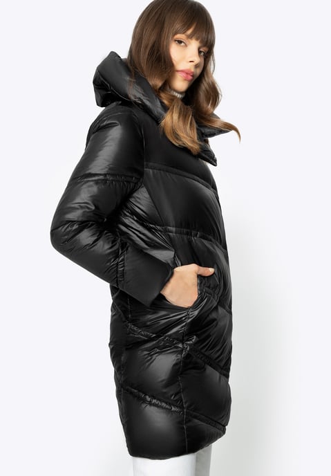 Chaqueta de plumón Wittchen para mujer con cuello alto de nailon negro - Image 2