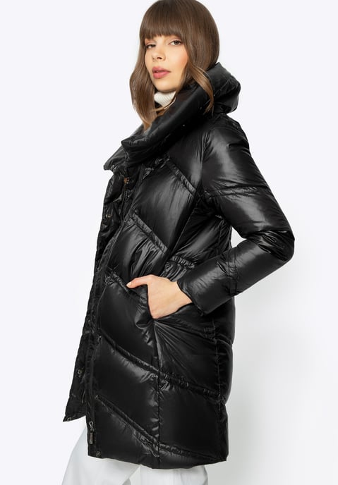 Chaqueta de plumón Wittchen para mujer con cuello alto de nailon negro - Image 3