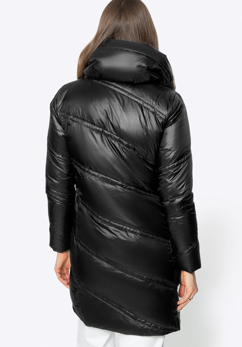 Chaqueta de plumón Wittchen para mujer con cuello alto de nailon negro - Image 4