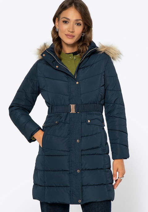 Chaqueta acolchada con capucha para mujer Wittchen, poliéster azul marino - Image 1
