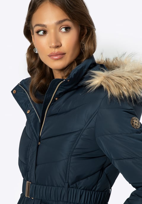 Chaqueta acolchada con capucha para mujer Wittchen, poliéster azul marino - Image 4