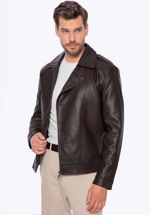 Chaqueta de motorista para hombre Wittchen de piel sintética con hombreras - Image 2