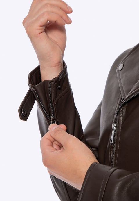Chaqueta de motorista para hombre Wittchen de piel sintética con hombreras - Image 4
