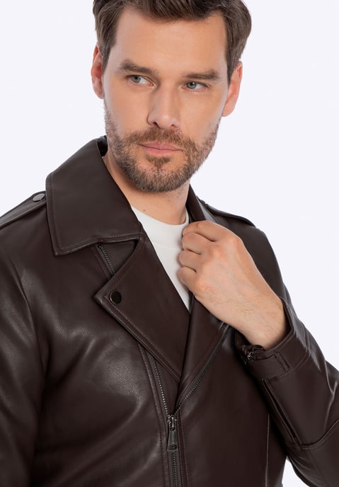 Chaqueta de motorista para hombre Wittchen de piel sintética con hombreras - Image 5