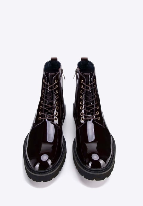 Botas militares Wittchen de charol para hombre, color burdeos - Image 2