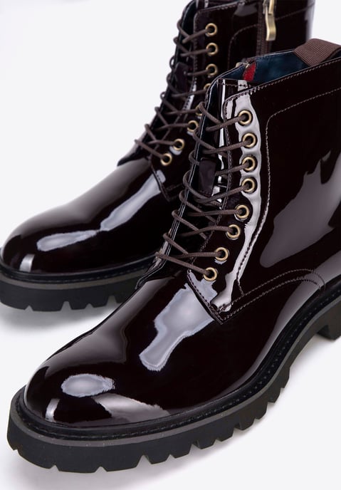 Botas militares Wittchen de charol para hombre, color burdeos - Image 6