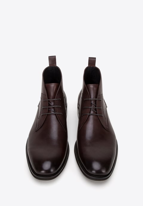Botines de piel Wittchen para hombre con inserciones, marrón oscuro - Image 2