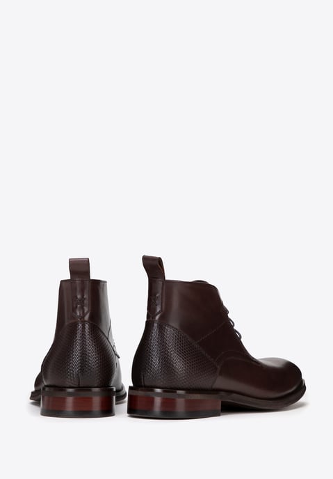 Botines de piel Wittchen para hombre con inserciones, marrón oscuro - Image 3