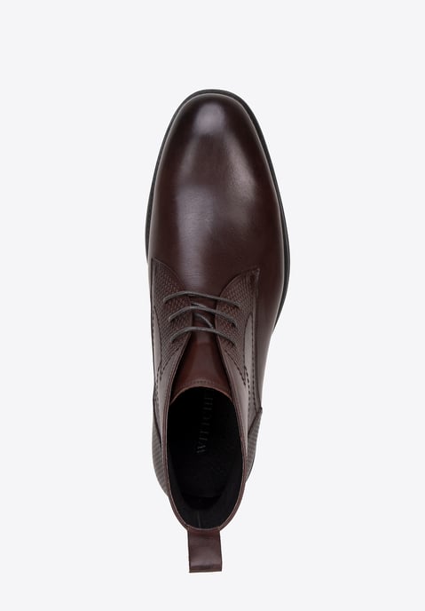 Botines de piel Wittchen para hombre con inserciones, marrón oscuro - Image 4