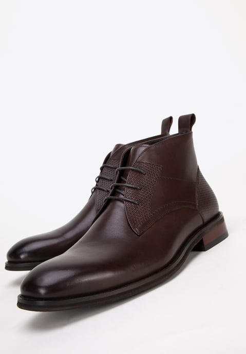 Botines de piel Wittchen para hombre con inserciones, marrón oscuro - Image 6