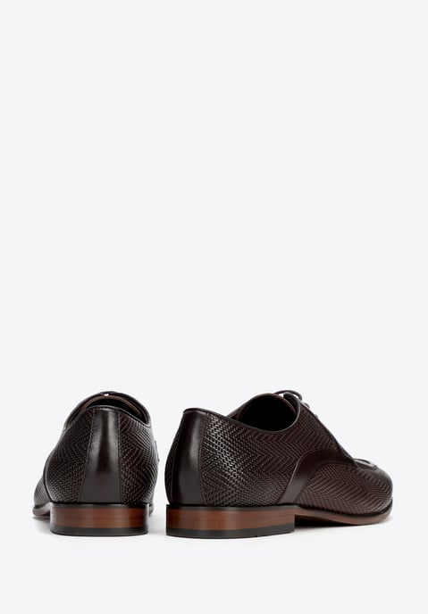 Zapatos Derby para hombre Wittchen de piel auténtica con trenza, marrón oscuro - Image 3