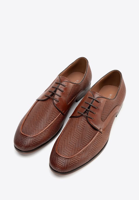 Zapatos Derby para hombre Wittchen de piel auténtica con trenza, marrón claro - Image 2