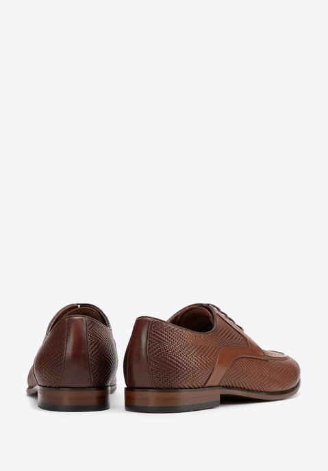 Zapatos Derby para hombre Wittchen de piel auténtica con trenza, marrón claro - Image 4