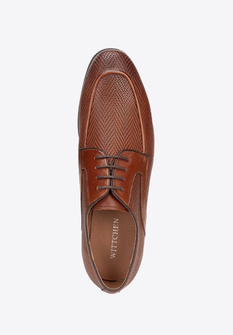Zapatos Derby para hombre Wittchen de piel auténtica con trenza, marrón claro - Image 5