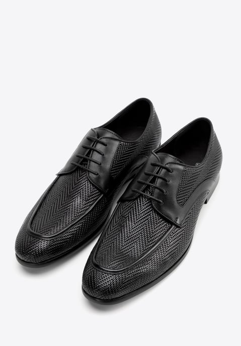 Zapatos Derby para hombre Wittchen de piel auténtica con trenza, color negro - Image 1