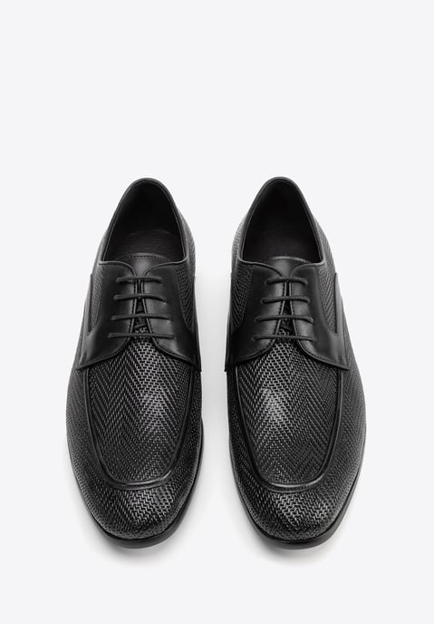 Zapatos Derby para hombre Wittchen de piel auténtica con trenza, color negro - Image 2