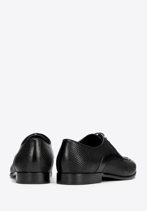 Zapatos Derby para hombre Wittchen de piel auténtica con trenza, color negro - Image 3