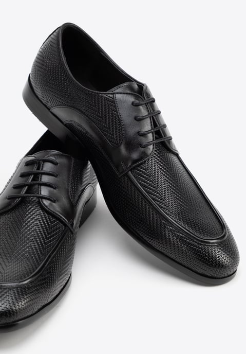 Zapatos Derby para hombre Wittchen de piel auténtica con trenza, color negro - Image 6