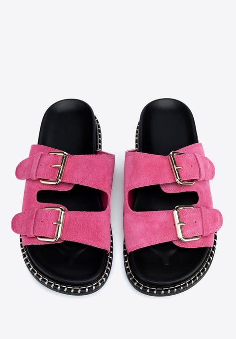 Chanclas Wittchen de piel de ante rosa para mujer - Image 3