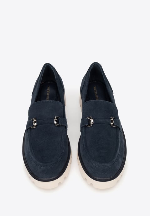 Mocasines de ante con hebilla para mujer de Wittchen, piel de ante azul marino - Image 3