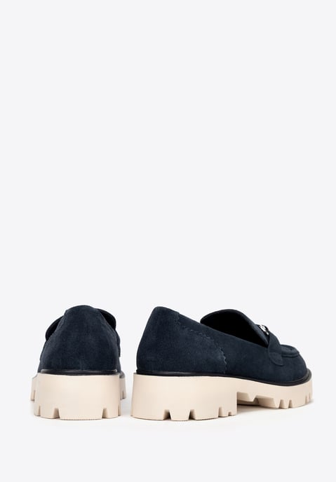 Mocasines de ante con hebilla para mujer de Wittchen, piel de ante azul marino - Image 4