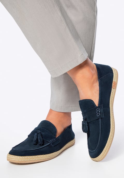 Mocasines Wittchen de ante para hombre con borla, azul marino - Image 1