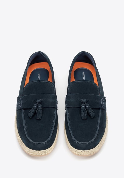 Mocasines Wittchen de ante para hombre con borla, azul marino - Image 3