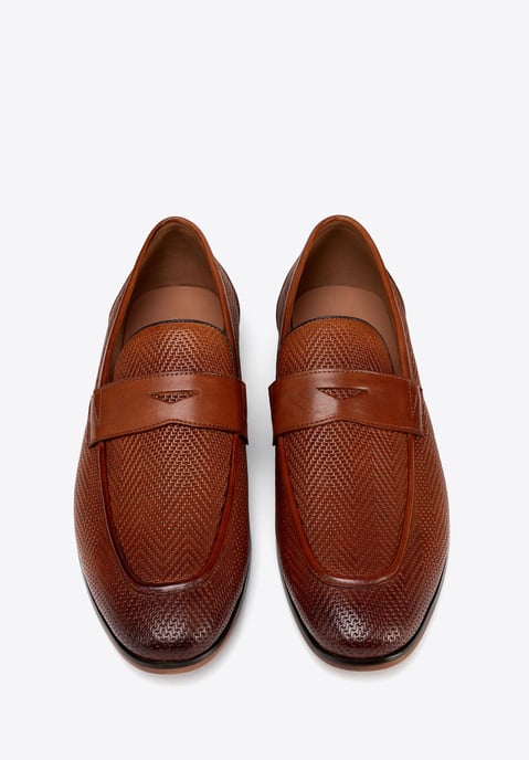Mocasines de piel Wittchen para hombre con diseño de espiga, marrón claro - Image 3