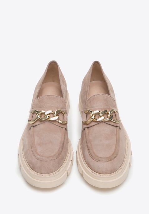 Mocasines de ante para mujer Wittchen con cadena en la plataforma beige - Image 2