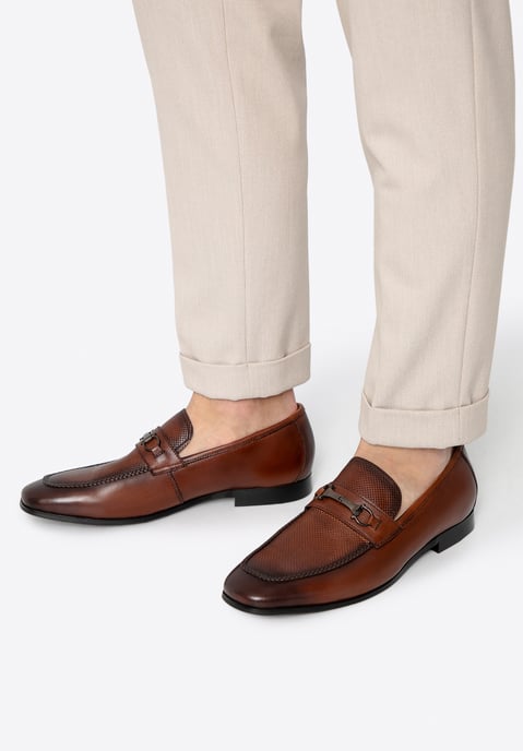 Mocasines de piel para hombre Wittchen con hebilla en el cinturón, marrón claro - Image 2