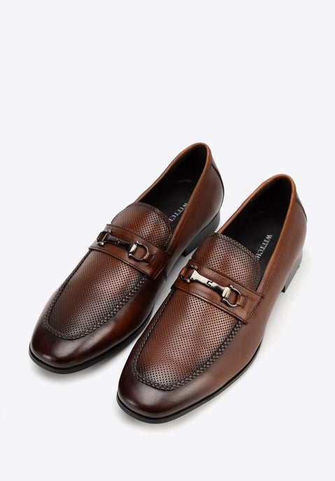 Mocasines de piel para hombre Wittchen con hebilla en el cinturón, marrón claro - Image 3
