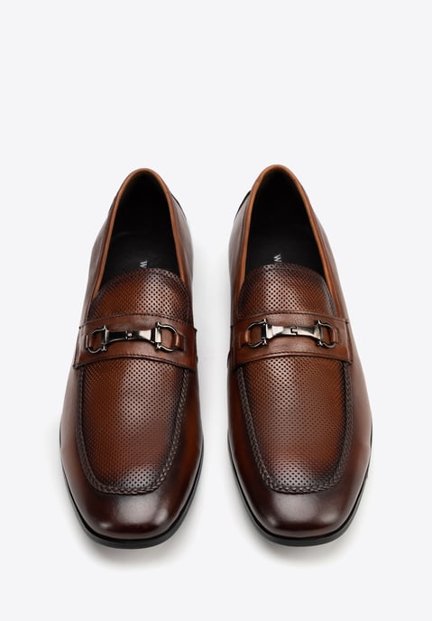 Mocasines de piel para hombre Wittchen con hebilla en el cinturón, marrón claro - Image 4