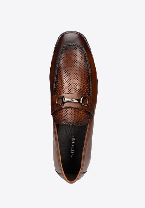 Mocasines de piel para hombre Wittchen con hebilla en el cinturón, marrón claro - Image 6