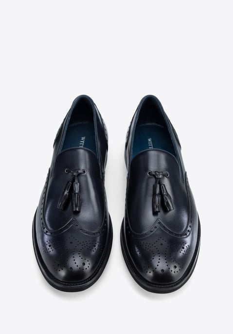 Mocasines de piel para hombre Wittchen con perforaciones en azul marino - Image 2