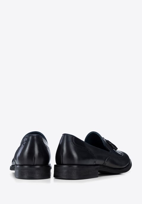 Mocasines de piel para hombre Wittchen con perforaciones en azul marino - Image 3
