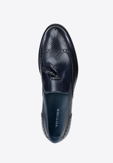Mocasines de piel para hombre Wittchen con perforaciones en azul marino - Image 4
