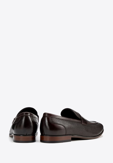 Mocasines de piel Wittchen para hombre con diseño de espiga, marrón oscuro - Image 4