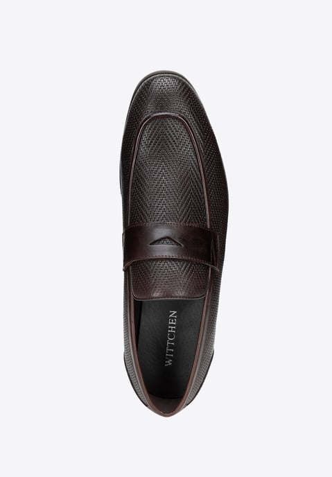 Mocasines de piel Wittchen para hombre con diseño de espiga, marrón oscuro - Image 5