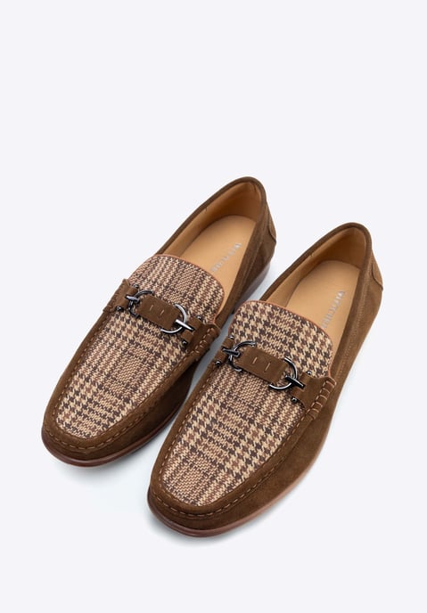 Mocasines Wittchen para hombre de tela a cuadros marrón y beige de piel de ante - Image 3
