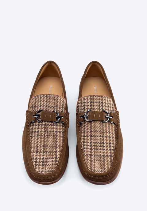 Mocasines Wittchen para hombre de tela a cuadros marrón y beige de piel de ante - Image 4
