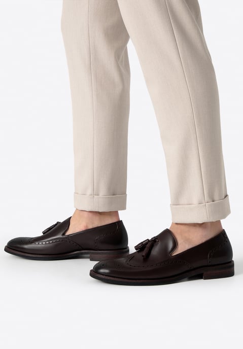 Mocasines de piel con perforaciones para hombre de Wittchen, marrón oscuro - Image 1