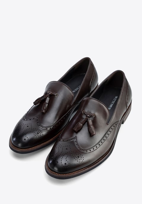 Mocasines de piel con perforaciones para hombre de Wittchen, marrón oscuro - Image 3