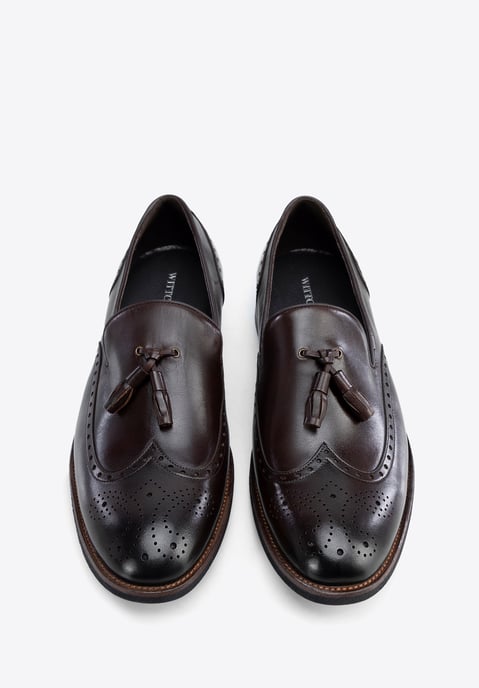 Mocasines de piel con perforaciones para hombre de Wittchen, marrón oscuro - Image 4