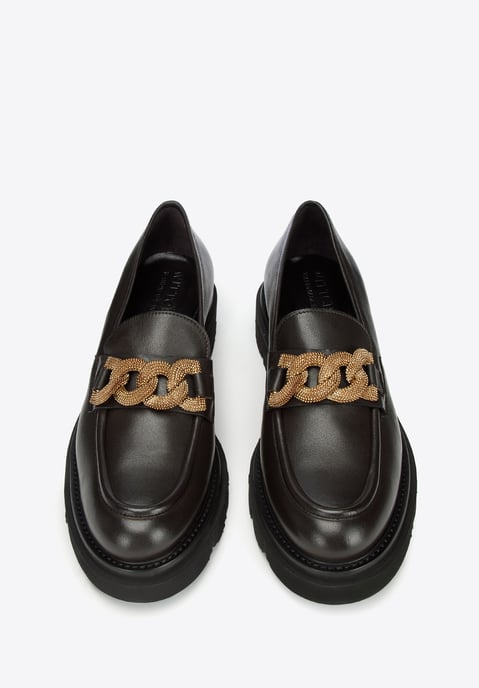 Mocasines de piel para mujer Wittchen con cadena decorativa en la plataforma - Image 2